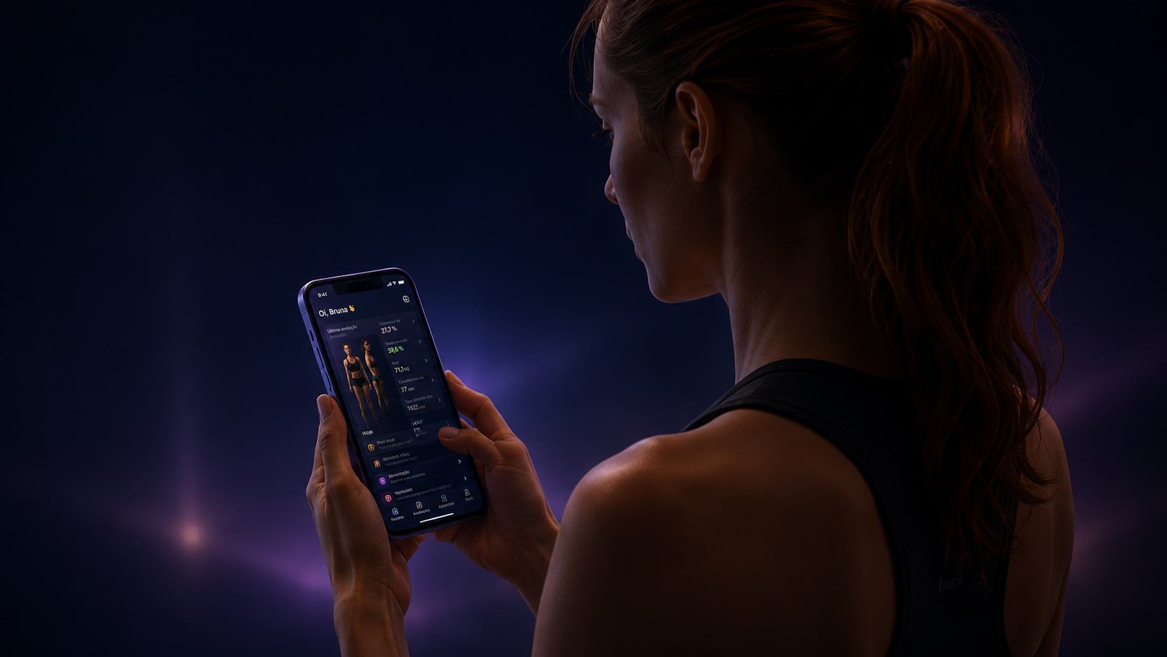 Person exploring the health tracking app